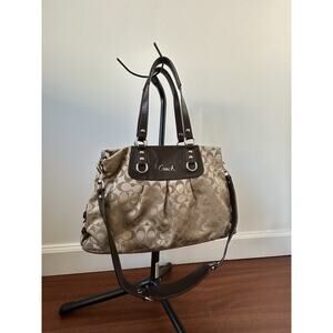 Coach Y2K Ashley Carryall Shoulder Bag Brown F15510 CC Logo Leather Canvas Read